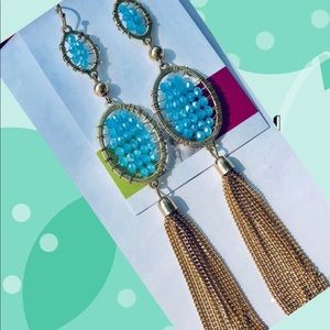Blue beaded long boutique earrings NEW jewelry
